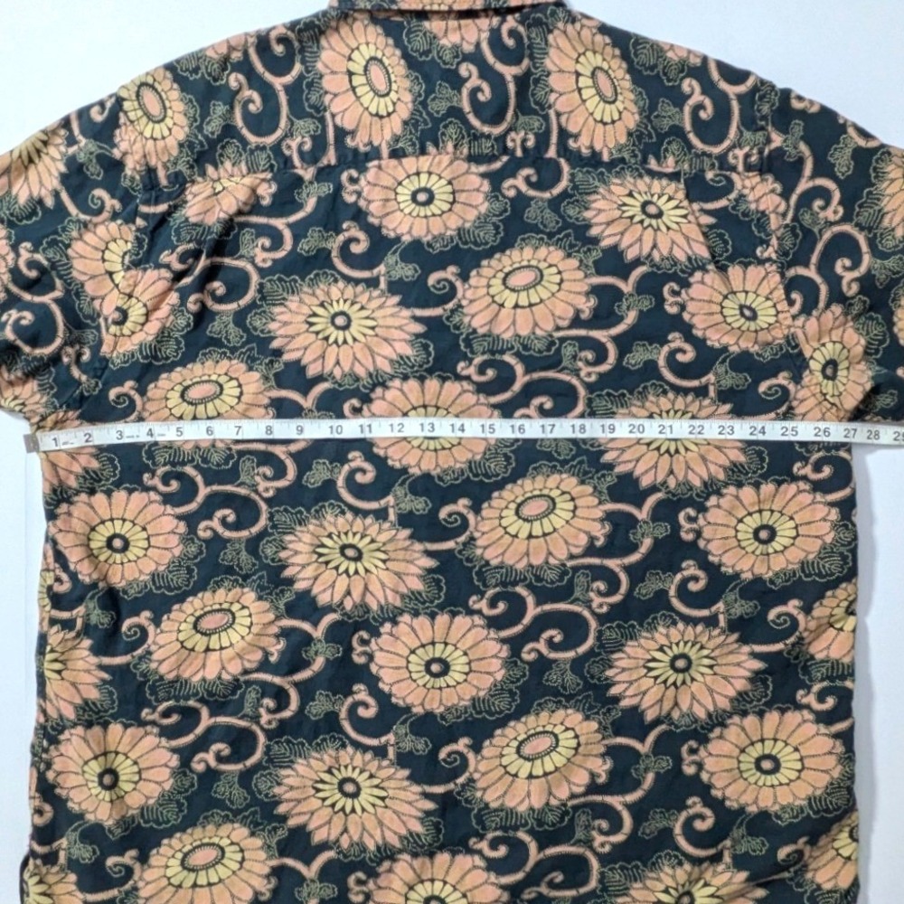 Nautica Jeans Co Floral Button Up Shirt XL Linen Cotton Camp Shirt Y2K - Picture 9 of 12